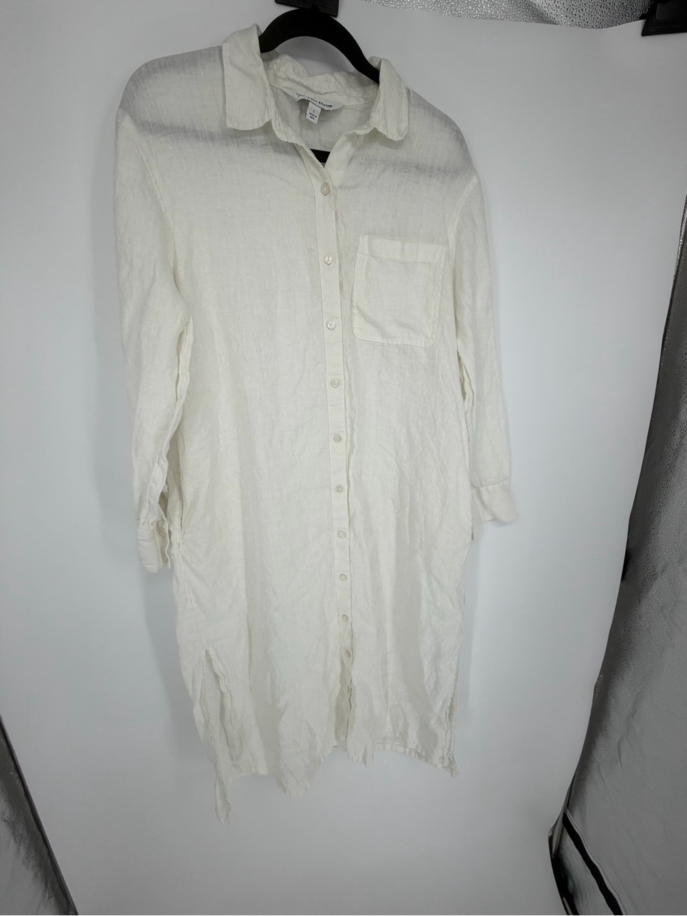 The Drop size large Lightweight White Button-Front Shirt Dress